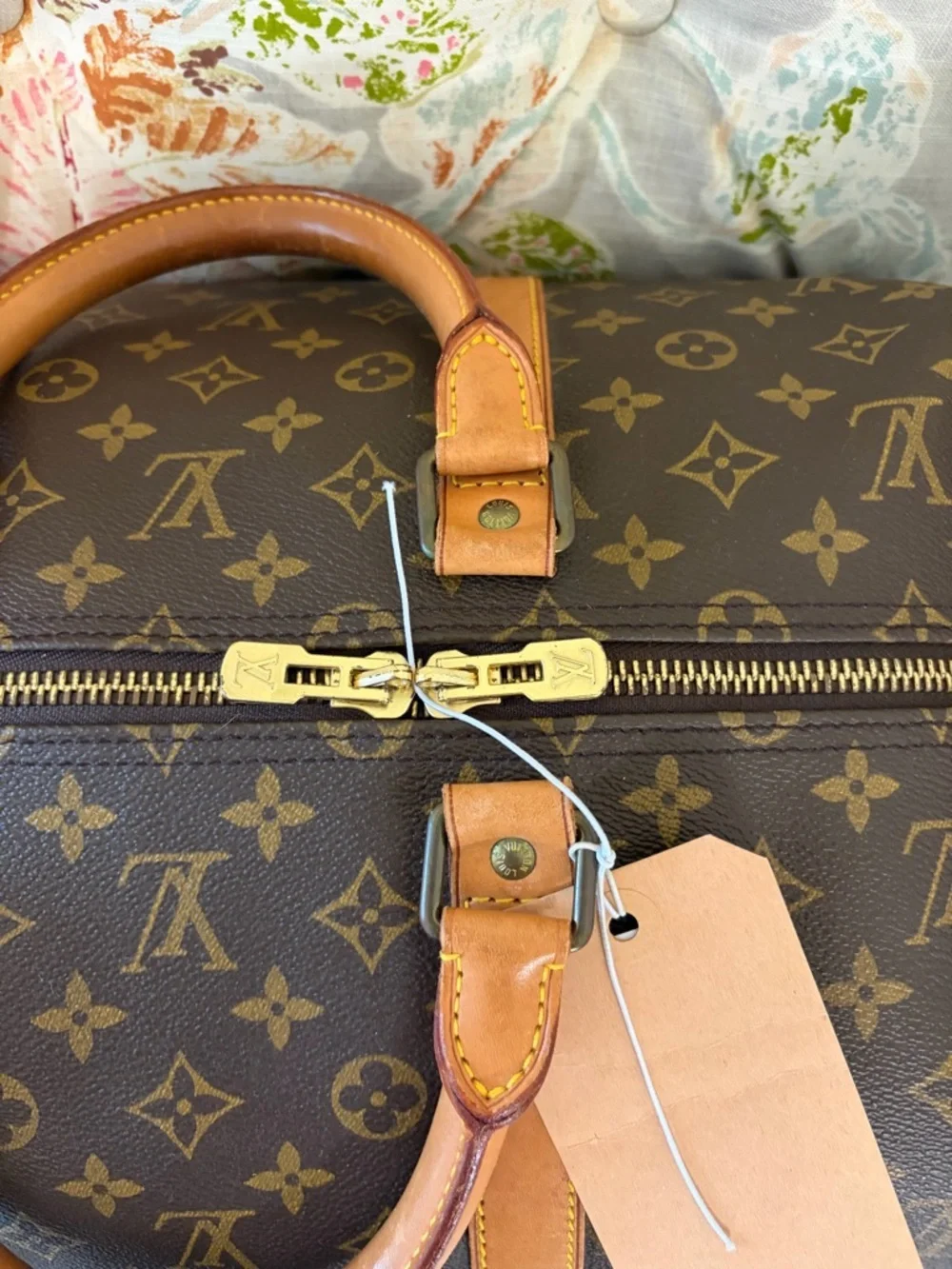 Louis Vuitton Monogram Canvas Keepall 55 Duffel Bag with Vachetta Trim